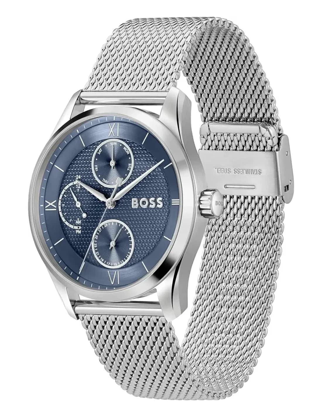 Gros plan sur le cadran bleu de la Hugo Boss 1514276