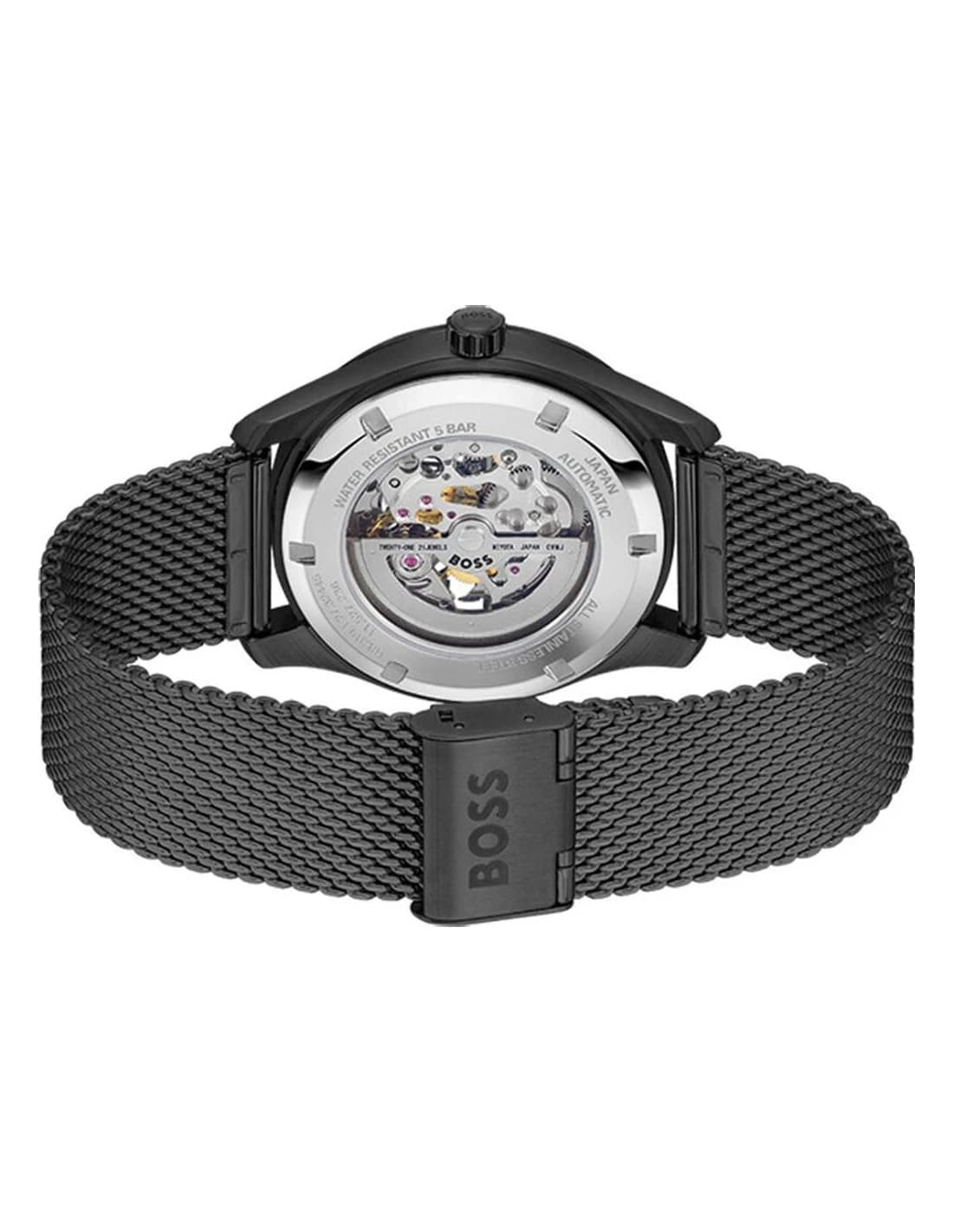 Hugo Boss Principle Skeleton 1514255 men's black watch, maillons acier strap vue 4