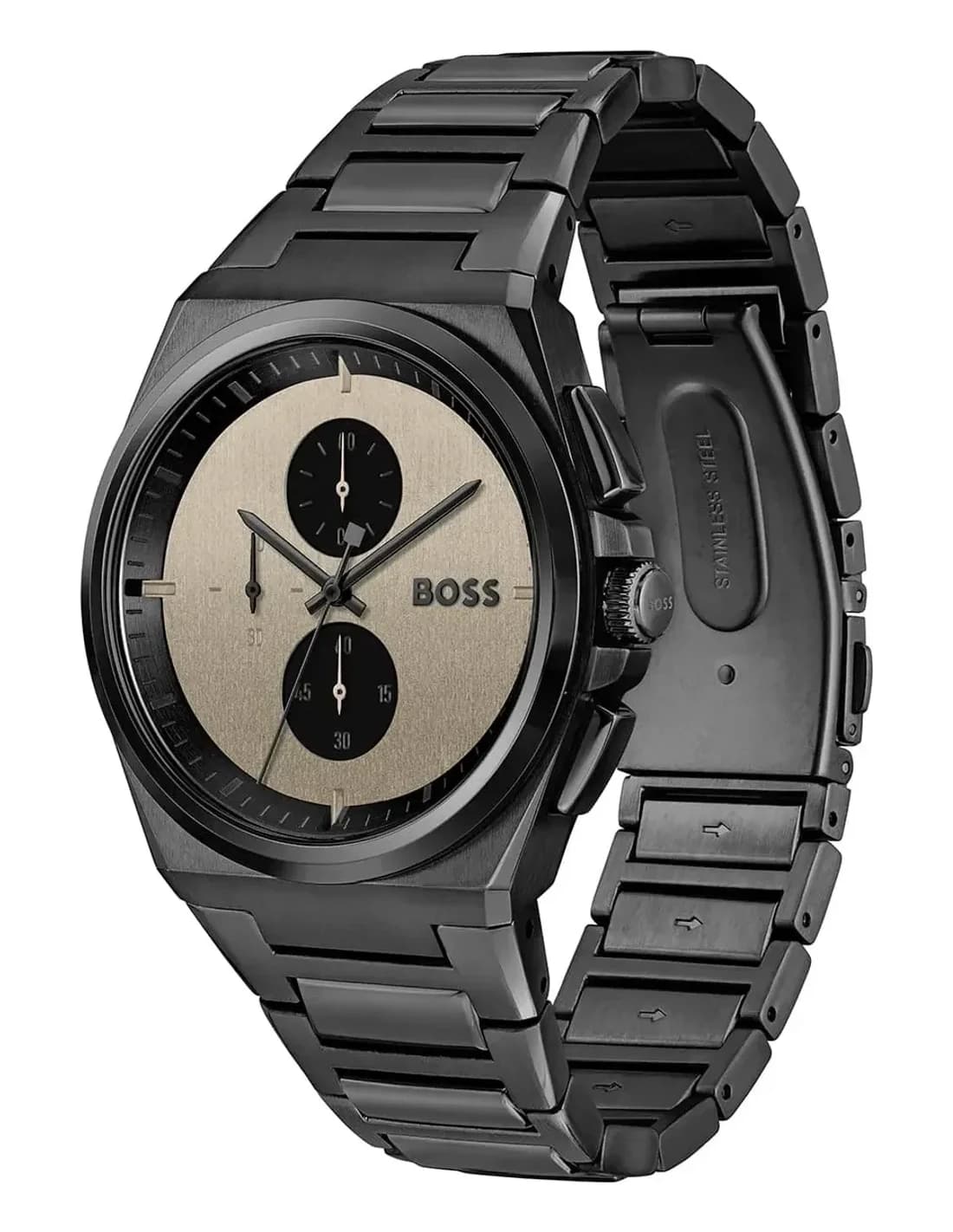 Gros plan sur le cadran marron de la Hugo Boss 1514043