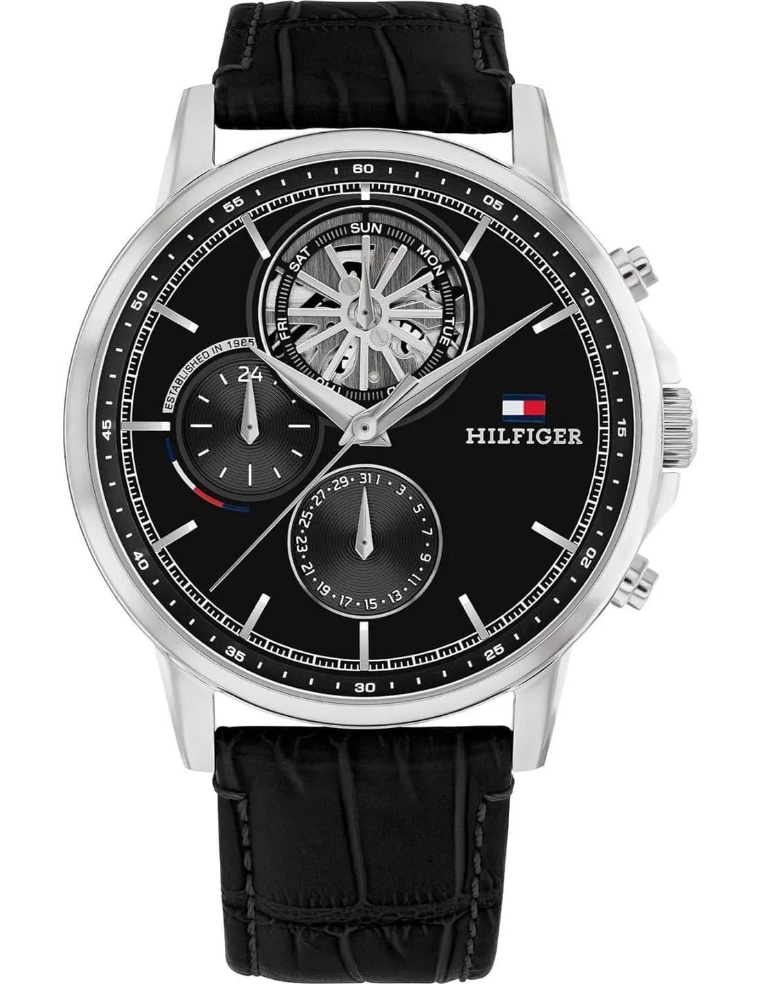 Montre Tommy Hilfiger 1710605 homme cadran noir bracelet cuir
