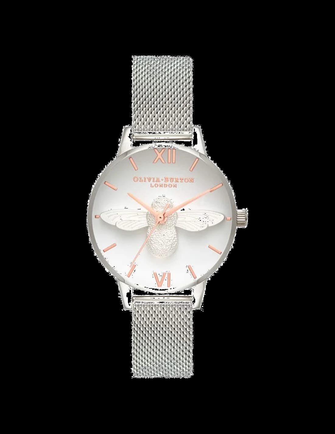 Olivia Burton OB16AM146 vue de côté, bracelet acier