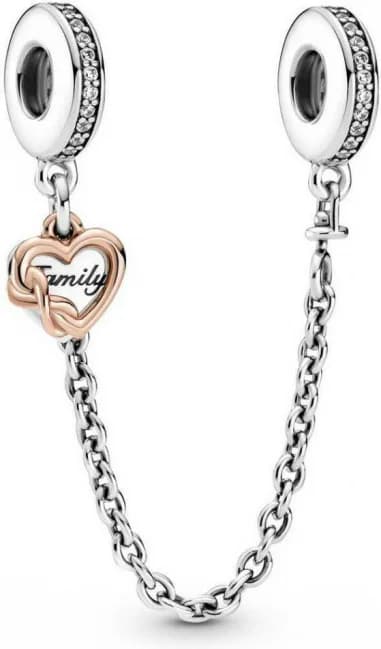Charm Pandora argent Chaîne de Sécurité Cœur Famille