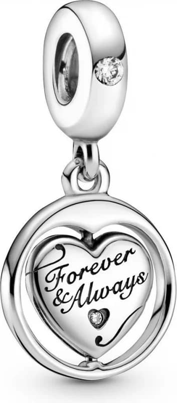 Charm Pandora argent Pendant Pivotant Mon Âme Sœur Pour Toujours & À Jamais Pandora Bijoux