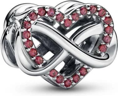 Charm Pandora Cœur Famille et Infini Rouge