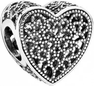 Charm Pandora Cœur Filigrane et Perlé Pandora Moments Argent 925/1000