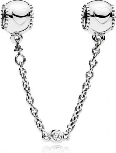 Charm Pandora Clip Chaîne de Confort Cœurs En Relief Pandora Moments Argent 925/1000