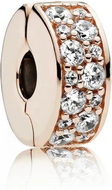 Pandora Clip Charm Transparent Pavé Pandora Moments Metal gilded with fine Rose Gold 585/1000