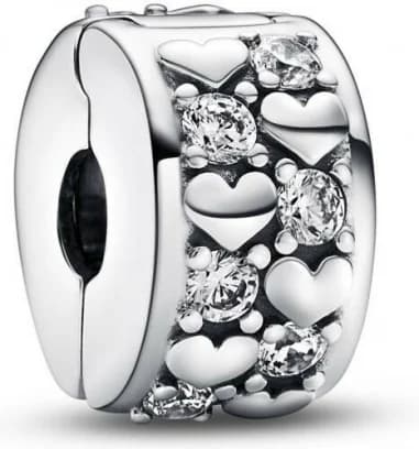 Charm Pandora Clip Pendant Cœurs de l'Infini Scintillants Argenté