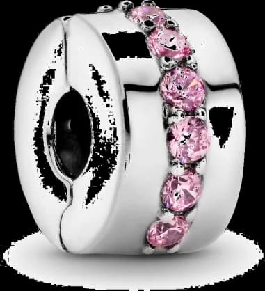 Pandora Moments Pink Sparkling Row Pandora Clip Charm 925/1000 Silver