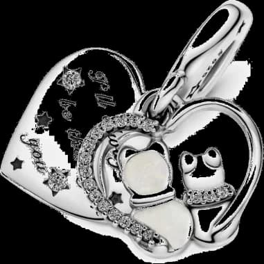 Charm Pandora Double Pendant argent Chats & Cœurs