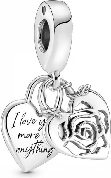 Charm Pandora double pendant argent Pandora Moments Cadenas & cœur