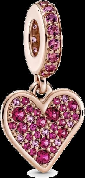 Charm Pandora esquise de coeur pavé de cristaux en métal plaqué or rose