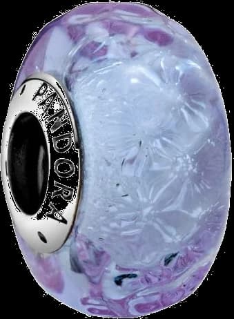 Charm Pandora Lavande en verre de Murano ondulé Pandora Moments Argent 925/1000