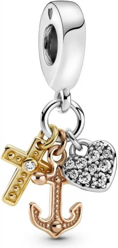 Charm Pandora Pendant argent triple symbolique tricolore Pandora Passions