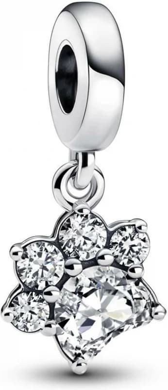 Pandora Silver Glittering Paw Print Dangle Charm