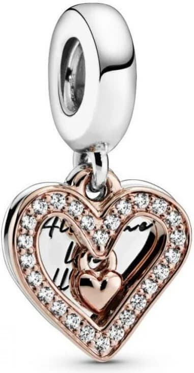 Charm Pandora Pendant Esquisse de Cœur Scintillant Pandora Moments Bicolore