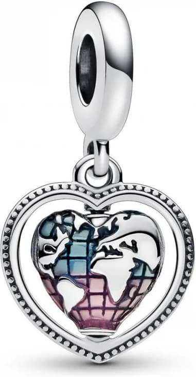 Charm Pandora Pendant Globe de la Famille Rotatif Cordiforme Multicolore