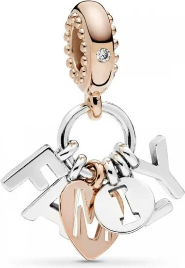 Charm Pandora Pendant Lettres Family (Famille) Pandora Moments Bicolore
