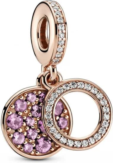 Charm Pandora Pendant Métal doré à l'or rose fin 585/1000 Double Disque Rose