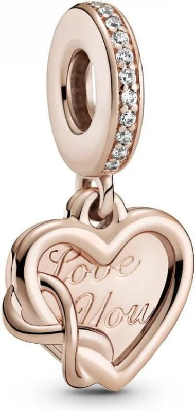 Charm Pandora Pendant Métal doré à l'or rose fin 585/1000 Cœur Infini Love You Pandora People