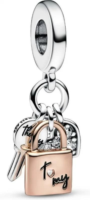 Charm Pandora Pendant Triple Bimatière Cœur