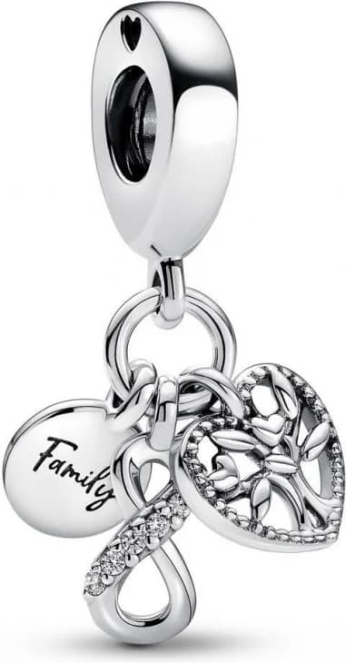 Charm Pandora triple infini famille argenté