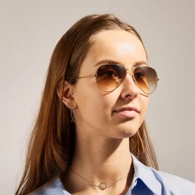 Lunettes de soleil Ray-Ban Aviator RB3025 001/51 dorés verres dégradés vue 2