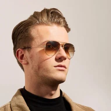 Lunettes de soleil Ray-Ban Aviator RB3025 001/51 dorés verres dégradés vue 4