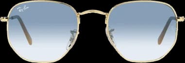 Ray-Ban Hexagonal Flat Lenses RB3548 001/3F Gold Gold Blue Gradient Sunglasses vue 2