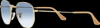 Ray-Ban Hexagonal Flat Lenses RB3548 001/3F Gold Gold Blue Gradient Sunglasses vue 3