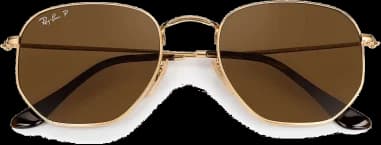 Lunettes de soleil Ray-Ban Hexagonal Flat Lenses RB3548N 001/57 doré or polarisés vue 2