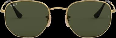 Lunettes de soleil Ray-Ban Hexagonal Flat Lenses RB3548N 001/58 dorés polarisés vue 2