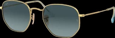 Lunettes de soleil Ray-Ban Hexagonal Flat Lenses RB3548N 9123/3M doré or bleu dégradés