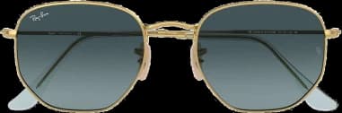 Lunettes de soleil Ray-Ban Hexagonal Flat Lenses RB3548N 9123/3M doré or bleu dégradés vue 3