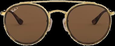 Lunettes de soleil Ray-Ban Round Double Bridge RB3647N 001/57 Or polarisés vue 2