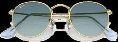 Ray-Ban Round Metal Sunglasses RB3447 001/3M Round Gold vue 2