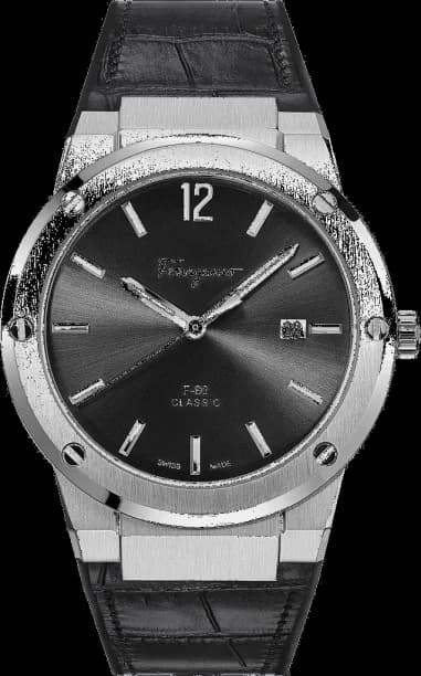 Salvatore Ferragamo watch SFDT00219 F-80 Slim Black Crocodile Leather 42mm