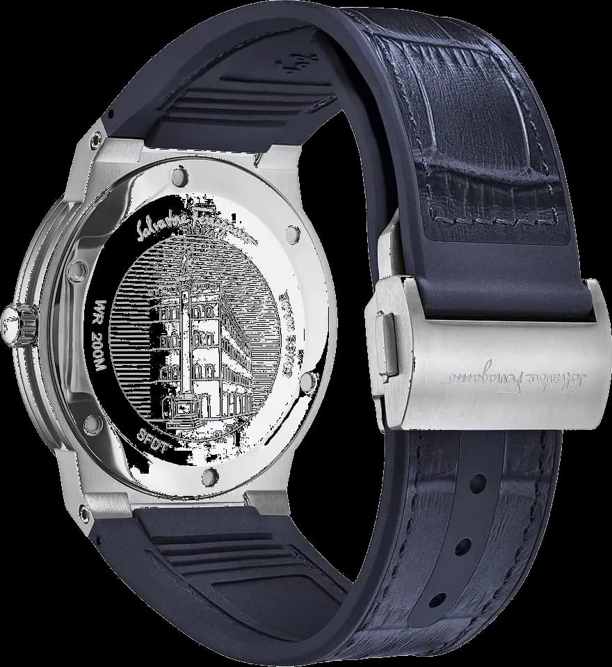 Salvatore Ferragamo SFDT00319 Blue Dial and Crocodile Pattern Silicone Strap Watch vue 4
