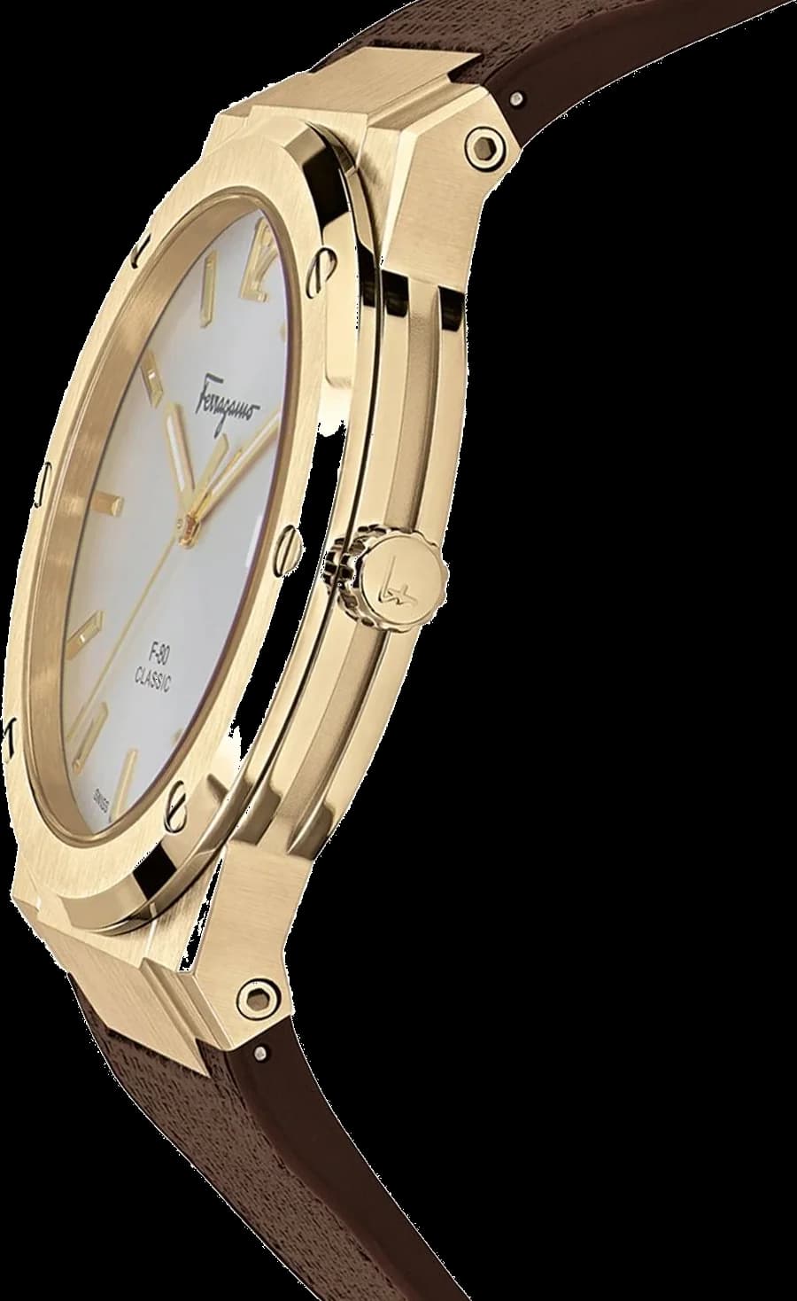 Montre Salvatore Ferragamo SFDT00819 Bracelet Silicone Marron et Boîtier Acier vue 4