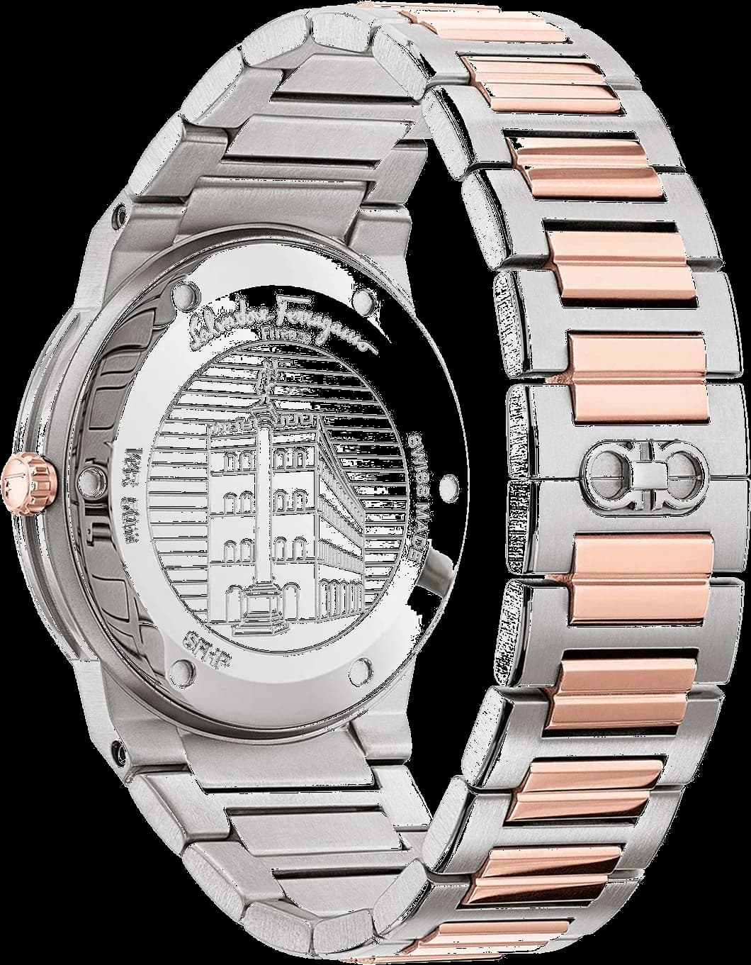 Gros plan sur le cadran bleu de la Salvatore Ferragamo SFHP00720
