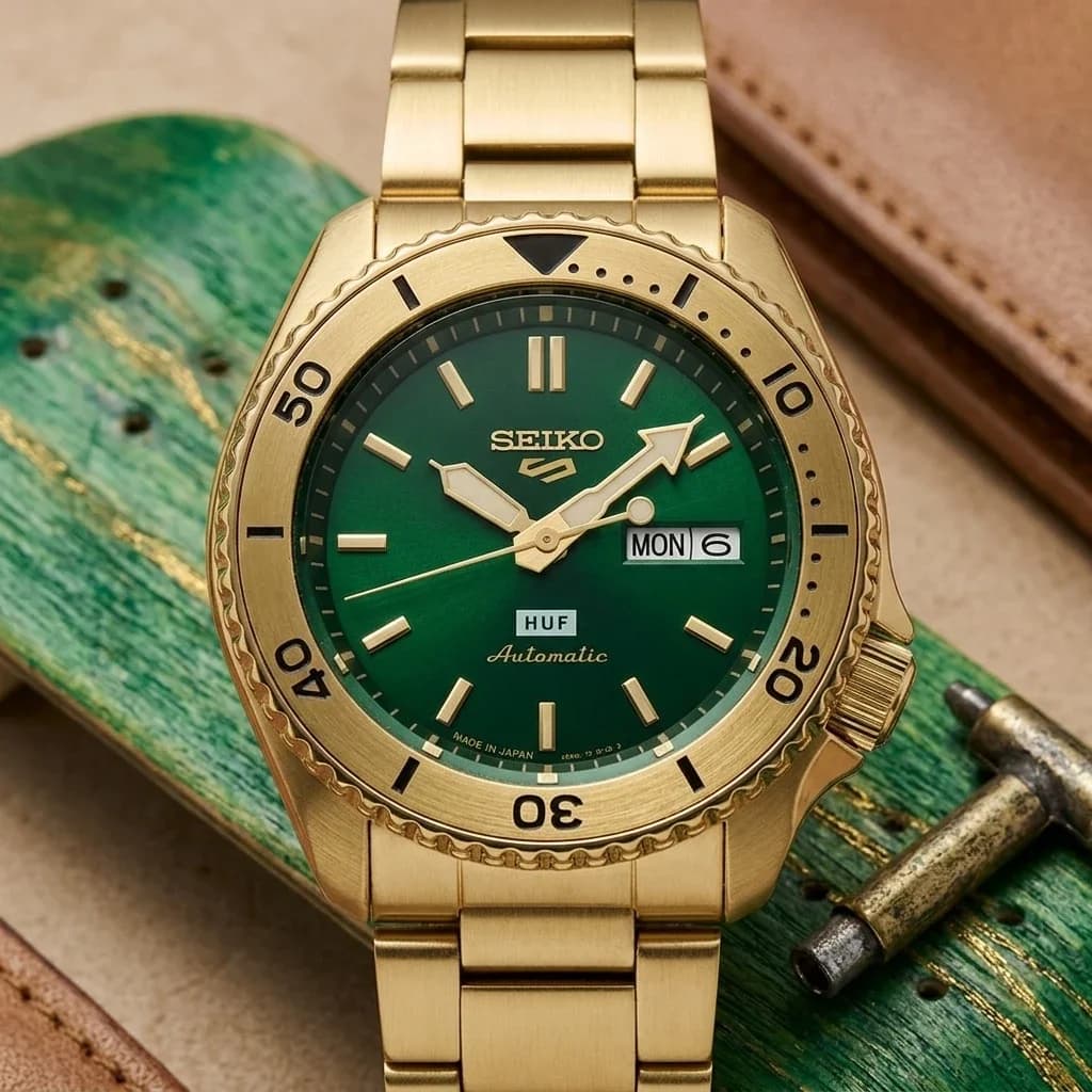 Montre Homme Seiko 5 Sports HUF SRPJ20 automatique cadran vert vue 6