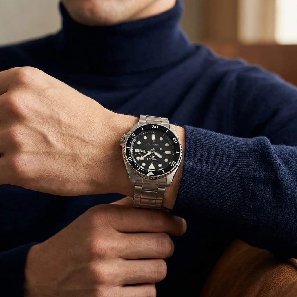 Montre Homme Seiko SRPD55K1 Automatique Acier Cadran Noir vue 6