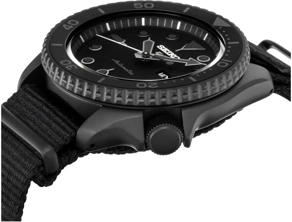 Montre Seiko SRPD79K1 Automatique Bracelet Textile Noir Mat vue 7