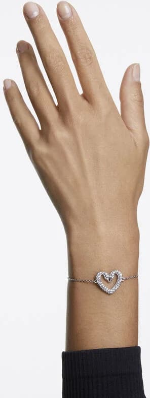 Swarovski Una 5625534 White Rhodium-Plated Swan Heart Bracelet vue 5