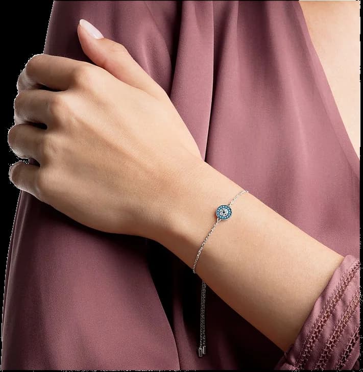 Swarovski Luckily Evil Eye 5468920 Rhodium-Plated Metal and Blue Crystals Bracelet vue 5