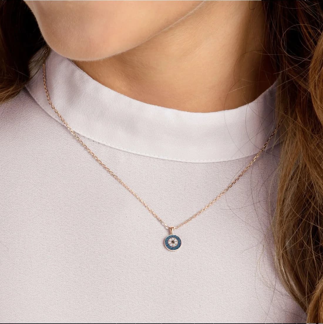 Swarovski Luckily 5468919 Rose Gold Plated Necklace with Blue Crystals vue 5