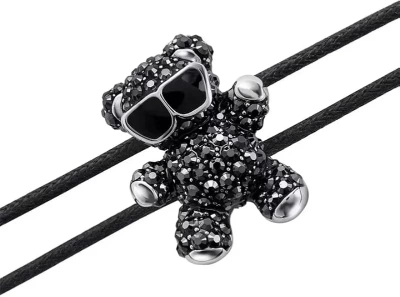 Bracelet Swarovski Teddy 5599283 plaqué rhodium cristaux noirs vue 3