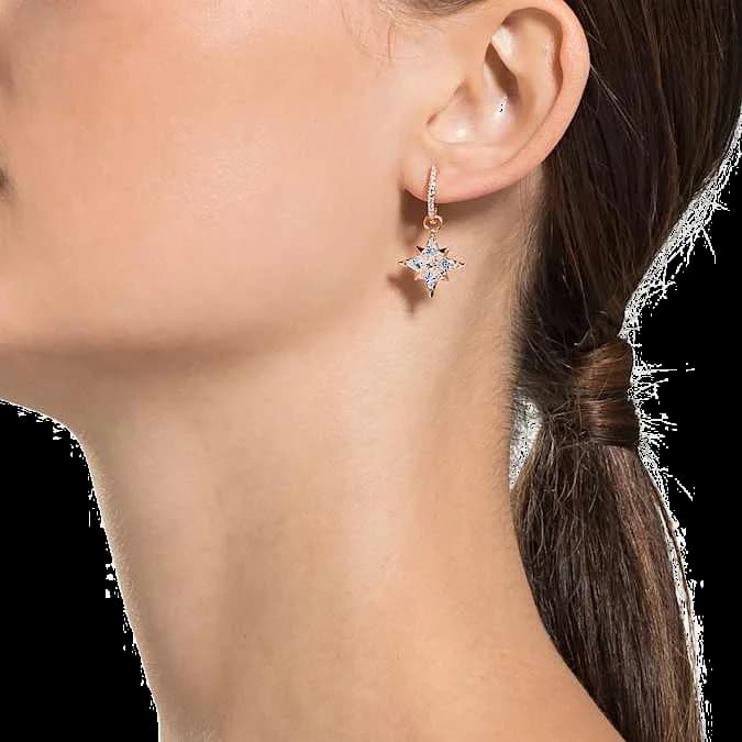 Boucles d'oreilles Swarovski Symbolic Star 5494337 plaqué or rose cristaux blancs vue 6