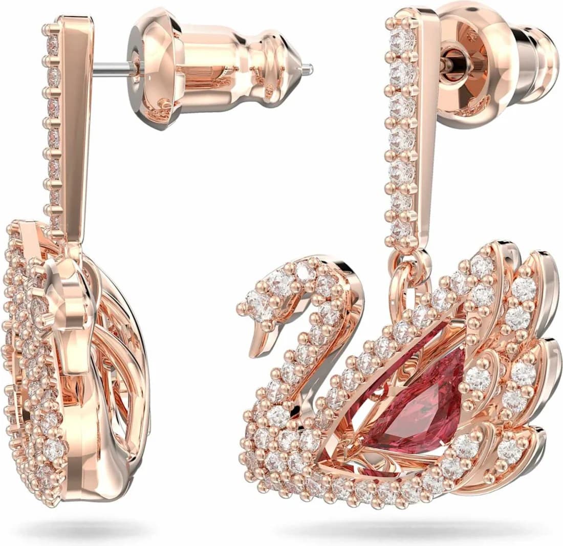 Boucles d'oreilles Swarovski Iconic Swan Lake 5614124 plaqués or rose vue 4