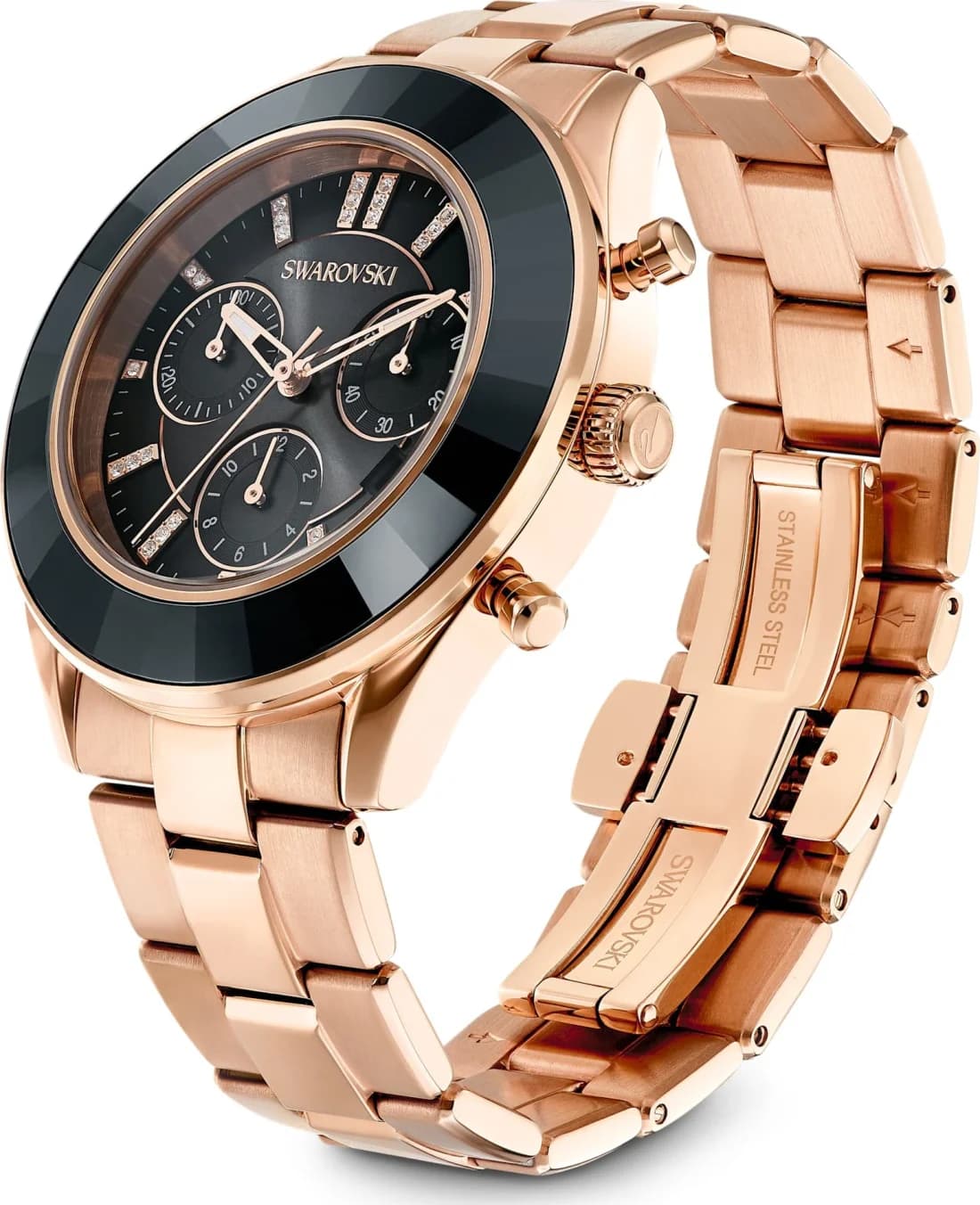 Montre Swarovski Octea Lux Sport 5610478 chronomètre bracelet métal or rose vue 3
